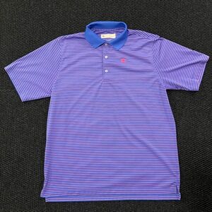 Donald Ross Mens Golf Polo Shirt Purple Pink Stripe Short Sleeve  Size L
